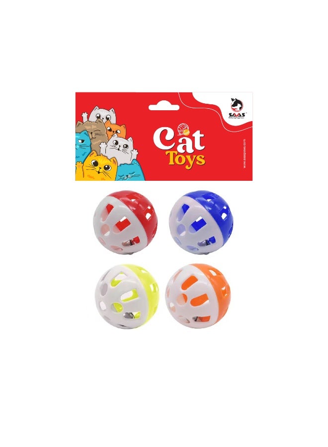 Saas 4Pcs Ball Bell Cat Toys
